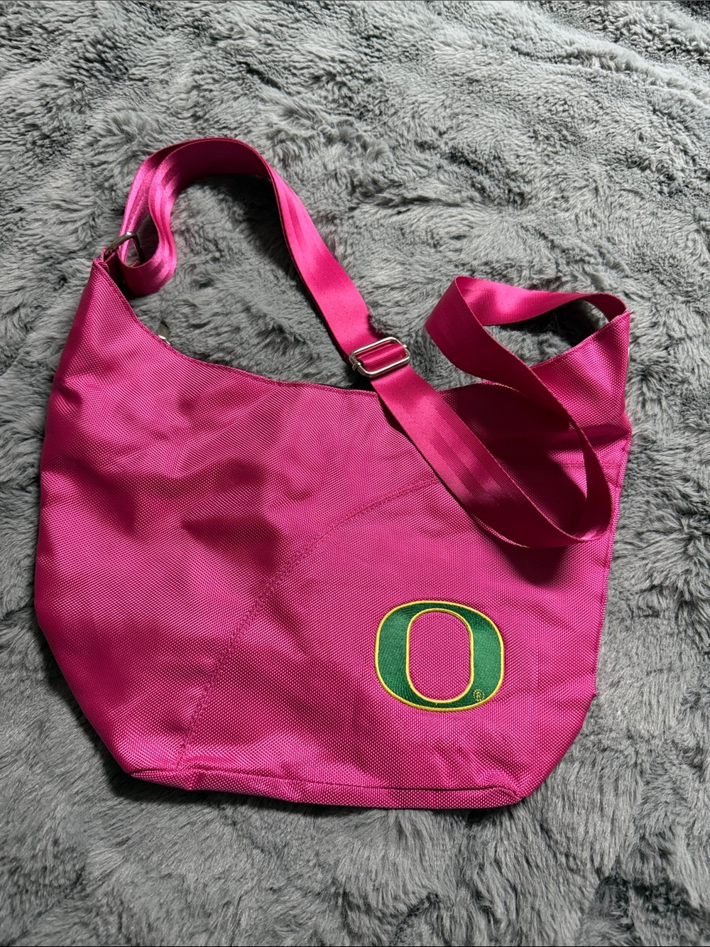 University of Oregon Pink Shoulder Bag with Green & Yellow Logo